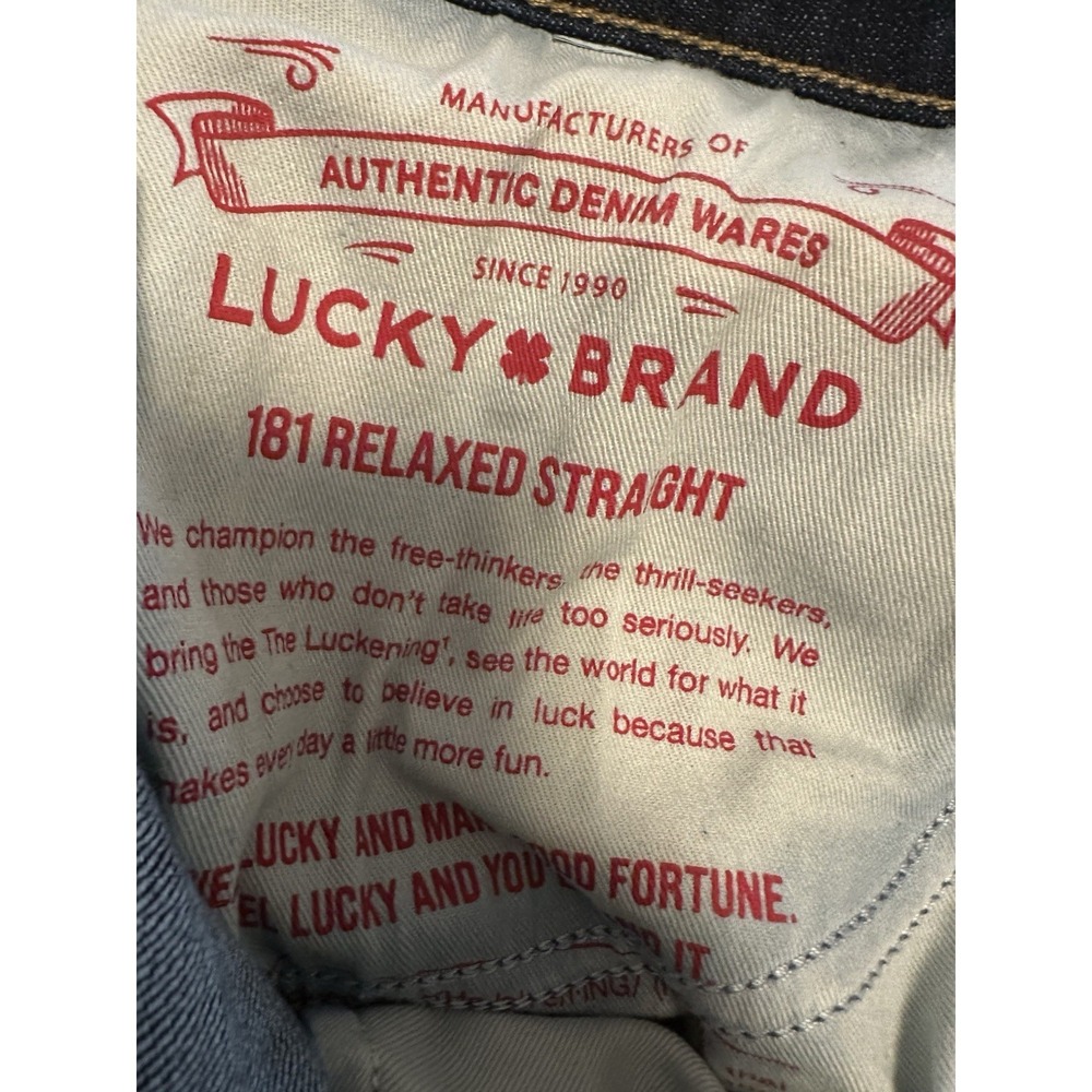 Lucky Brand 181 Relaxed Straight Dark Wash Denim Jeans Mens 48x30 - Picture 7 of 8